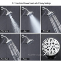 High Pressure Shower Head, 5 Inch Fixed Rain Shower Head 5 Spray Settings Gold Bathroom Rainfall Showerhead